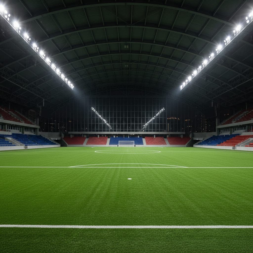 Night floodlit turf at Stadium 365